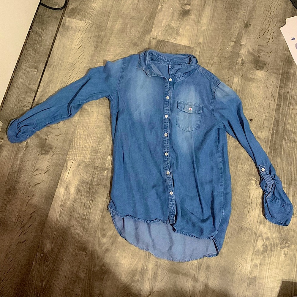 Cat and Jack denim button down girls size 10/12